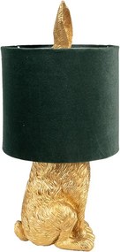 Zlatá stolná lampa králik s tmavo zeleným tienidlom Rabbi - Ø 20*43 cm