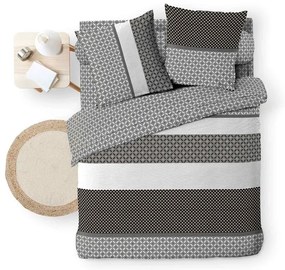 Čierno-biele bavlnené obliečky na dvojlôžko/predĺžené s plachtou/6-dielne 240x220 cm Meiko – douceur d'intérieur