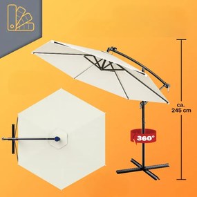 InternetovaZahrada LED slnečník Mali Ø350 cm - krémový