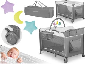 Ricokids Cestovná postieľka + matrac + taška 125x65x78cm RK-241 sivá