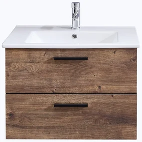 Hnedá závesná skrinka v dekore duba bez umývadla 71x51 cm Set 374 - Pelipal