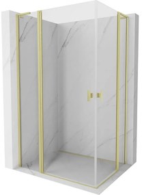 Mexen Mist L Duo, 2-krídlový sprchový kút 115 x 105 cm, číre sklo, zlatá matná, 8A4L-115-105-55-00