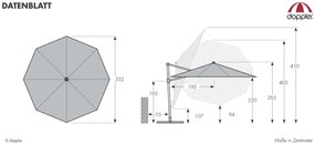 Derby DERBY DX 335 cm – kvalitný záhradný slnečník s bočnou nohou