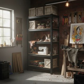 Regál s vysokou nosnosťou HEAVY, max. 875kg, 90x40x180cm, čierna Jurhan