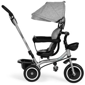 ECOTOYS Trojkolka 2v1 s otočným sedadlom + sklopná strieška - sivá
