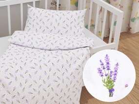 Biante Detské bavlnené posteľné obliečky do postieľky Sandra SA-301 Malé zväzky levandúľ na bielom Do postieľky 90x120 a 40x60 cm