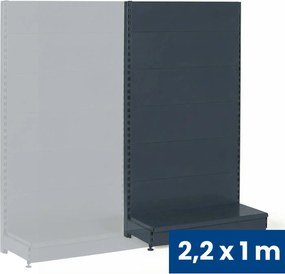 Predajný regál jednostranný, plné steny, 2200 x 1000 x 450 mm, prídavný, antracit