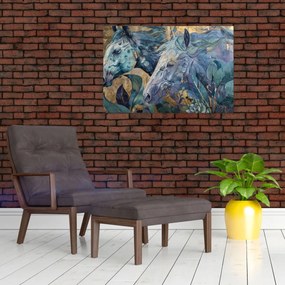 Obraz - Kone so zlatým pozadím (90x60 cm)