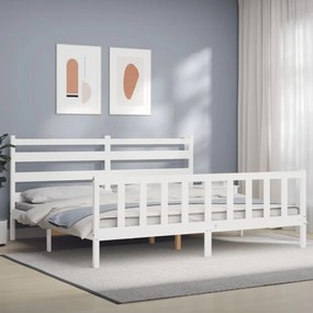 Rám postele s čelom biely 180x200 cm masívne drevo 3192052