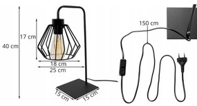 Stolná lampa Nuvola, 1x čierne drôtené tienidlo