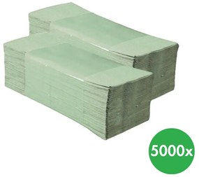 Skladané papierové uteráky, jednovrstvové, 5000 ks, svetlo zelené