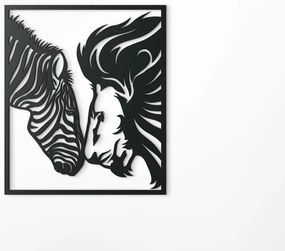 drevko 3D obraz na stenu Lev a zebra Rozmer obrazu: 38 x 32,5 cm, Farba dekorácie: Čierna