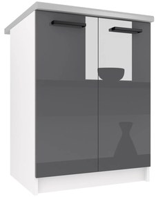 Kuchynská skrinka Belini spodná 60 cm šedý lesk s pracovnou doskou  INF SD2-60/0/WT/S/0/B1