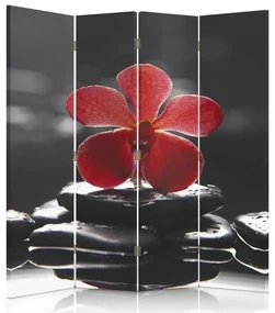 Gario Paraván Zen s červenou orchideou Rozmery: 145 x 170 cm, Prevedenie: Klasický paraván