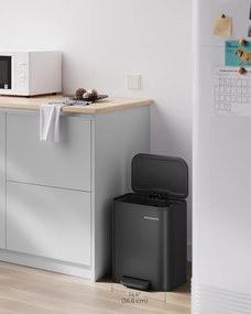 Kuchynský pedálový odpadkový kôš, 20 litrový oceľový kôš, atramentovo čierny