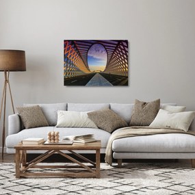 Sklenený obraz modernej architektúry mosta (70x50 cm)