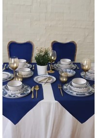 Jedálna súprava 24 ks, bielo-modrá, z kameniny