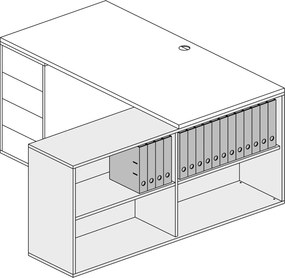 Kancelársky regál BLOCK, 1600 × 400 × 710 mm, biela