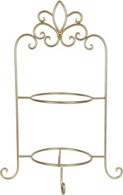 Zlatý kovový ozdobný stojan na taniere dvojposchodový - 38 * 30 * 57 cm