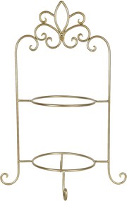 Zlatý kovový ozdobný stojan na taniere dvojposchodový - 38 * 30 * 57 cm
