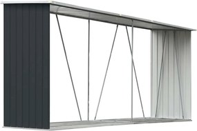 vidaXL Záhradná kôlňa na drevo galvanizovaná oceľ 330x84x152 cm antracitová