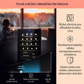 Klarstein Shiraz 20 Uno, vinotéka, 53 l, 20 fliaš, 5-18°C, dotykový ovládací panel