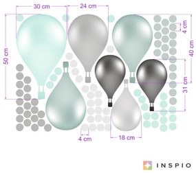 Samolepiace balóny v nórskom štýle v mentolovej farbe