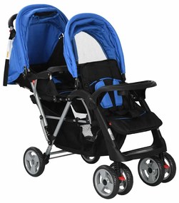 Súrodenecký kočík, oceľ, modro čierny