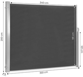 Skladacia markíza - bočná roleta na terasu, 350x200 cm, antracitová, MultiGarden