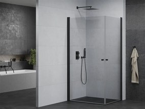 Mexen Pretoria Duo, sprchovací kút s 2-krídlovými dverami 90 (dvere) x 80 (dvere) cm, 6mm číre sklo, čierny profil, 852-090-080-70-00-02
