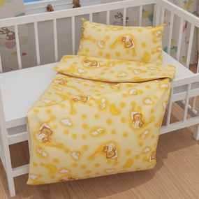 Biante Detské bavlnené posteľné obliečky do postieľky Sandra SA-727 Spiace medvedíky na žltooranžovom Do postieľky 90x140 a 50x70 cm