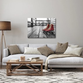Obraz červených starých kolieskových topánok (70x50 cm)