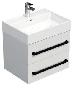 Kúpeľňová skrinka s čiernou úchytkou a umývadlom SAT Cube Way 60x53x46 cm biely lesk CUBE46C602BISAT, 1 ks