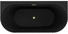 Mexen Sella, voľne stojaca vaňa ku stene, drážkovaná, 170 x 80 cm, čierna matná, zlatý matný prepad, 52711708071-55