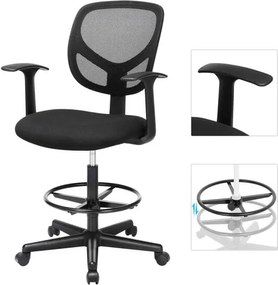 Ergonomická kancelárska stolička s podrúčkami, čierna