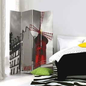 Ozdobný paraván Paříž Moulin Rouge - 145x170 cm, štvordielny, obojstranný paraván 360°