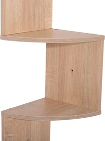 HOMCOM Zigzag rohová polica s úložným priestorom 20L x 20W x 126H cm 5 poschodí Svetlý dub | Aosom
