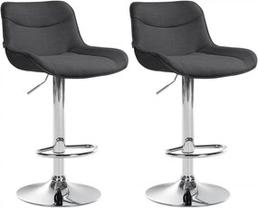 Design-Shop 2x Barová stolička Vonore - látka, chróm - Tmavo sivá