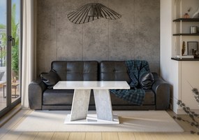 Konferenčný stolík Mulnu (lesk biely + kameň). Akcia -20%. Vlastná spoľahlivá doprava až k Vám domov. 1055222
