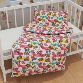 Biante Detské bavlnené posteľné obliečky do postieľky Sandra SA-604 Ružový retro štýl Do postieľky 90x120 a 40x60 cm