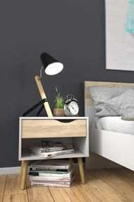 Nočný stolík Reno biela/dub sonoma