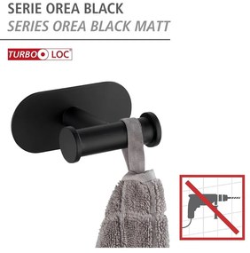 Čierny samodržiaci držiak na uteráky Wenko Orea