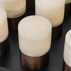 Sada 12 stolových lámp tmavá bronz RGBW nabíjateľná vrátane nabíjacej stanice - Alessia