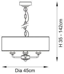 Endon 98934 - Luster na reťazi HIGHCLERE 3xE14/40W/230V biela/mosadz