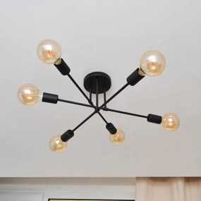 LED Prisadený luster CAMBRIDGE 6xE27/8W/230V čierna