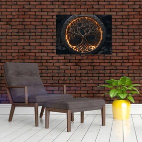 Sklenený obraz – Strom života v láve I. (70x50 cm)