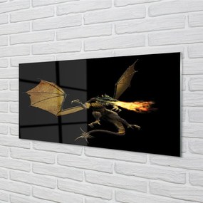 Sklenený obraz ohnivého draka 125x50 cm