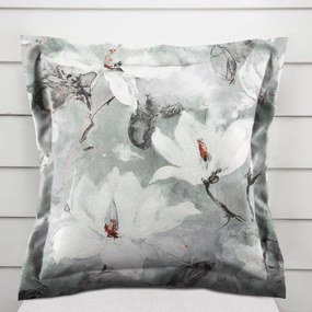 Biante Zamatová obliečka na vankúš s lemom Tamara TMR-016 Designové kvetiny na sivozelenom 50 x 50 cm