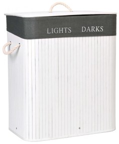 Bambusový kôš na bielizeň 100 l Lights Dark bielo-sivý