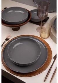 12-dielna jedálenská súprava, sivá/porcelán